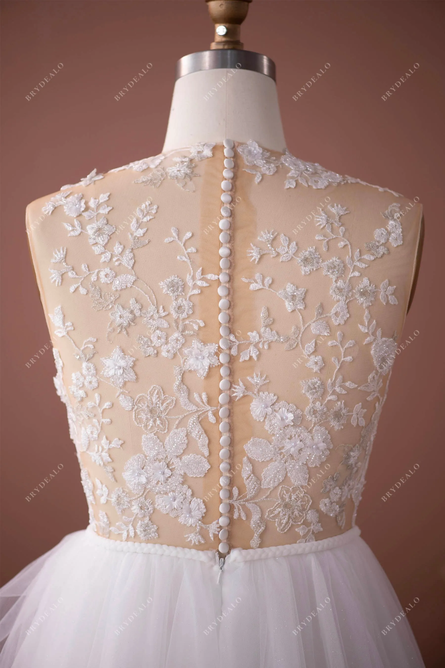 Romantic Illusion Neck Wedding Dress