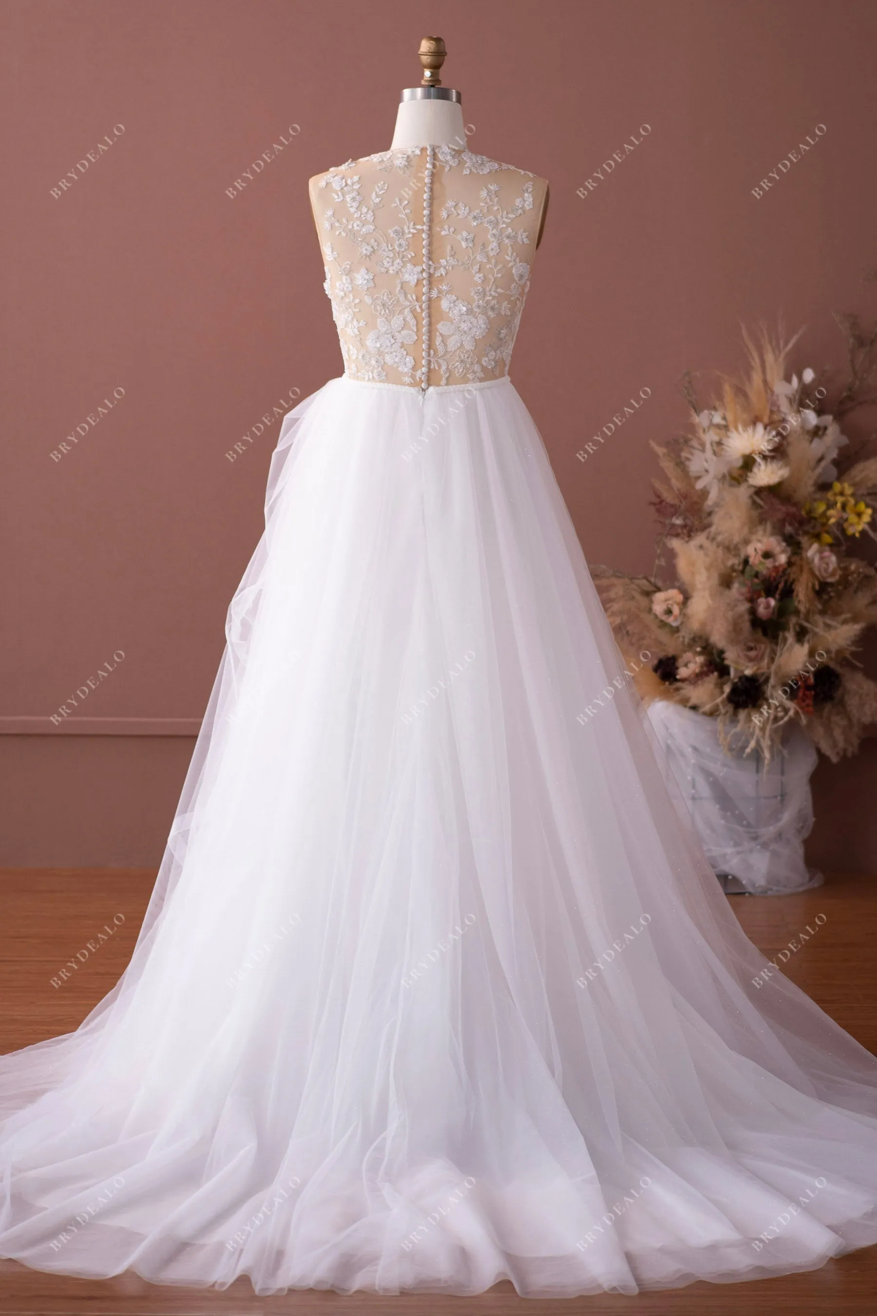 Romantic Illusion Neck Wedding Dress