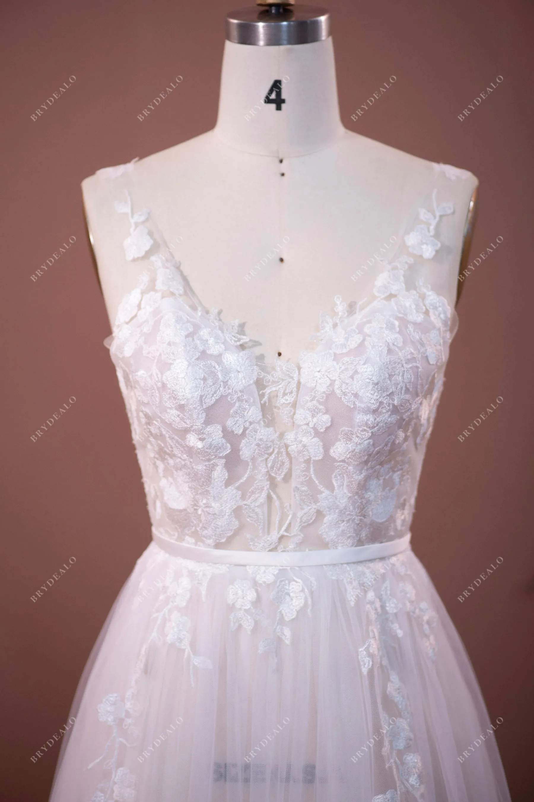 Romantic Spaghetti Strap Wedding Gown