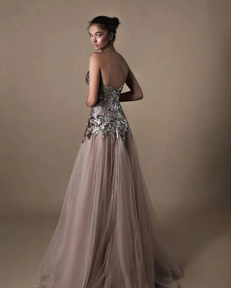 Rose Silver Evening Dress