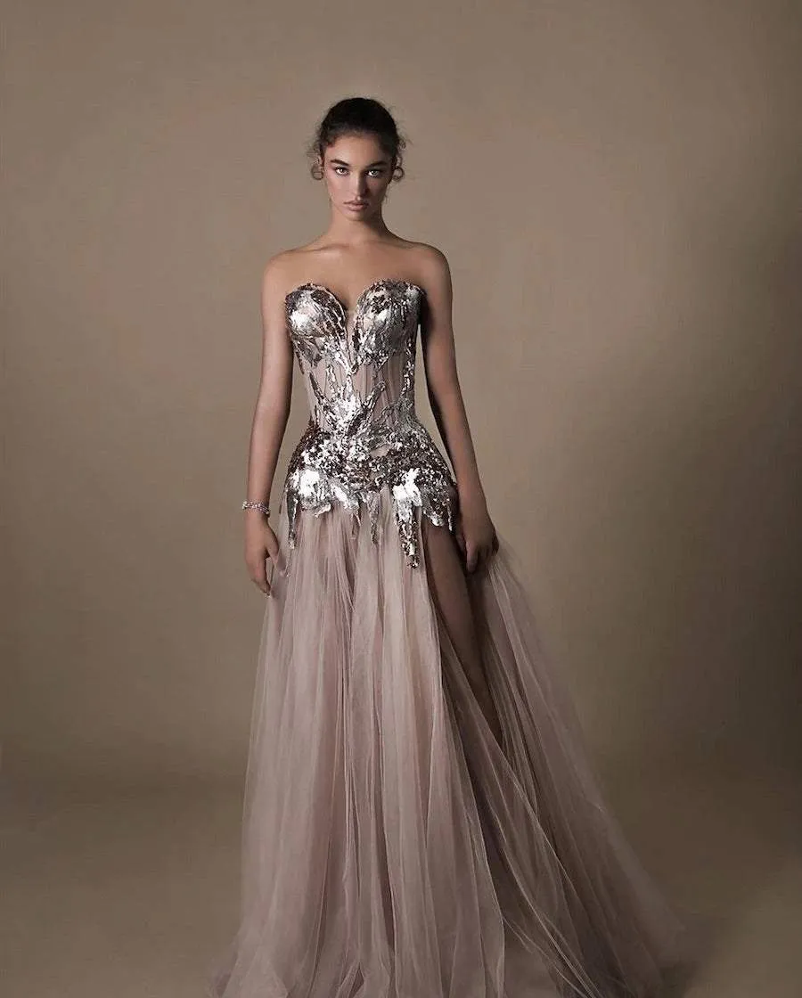 Rose Silver Evening Dress