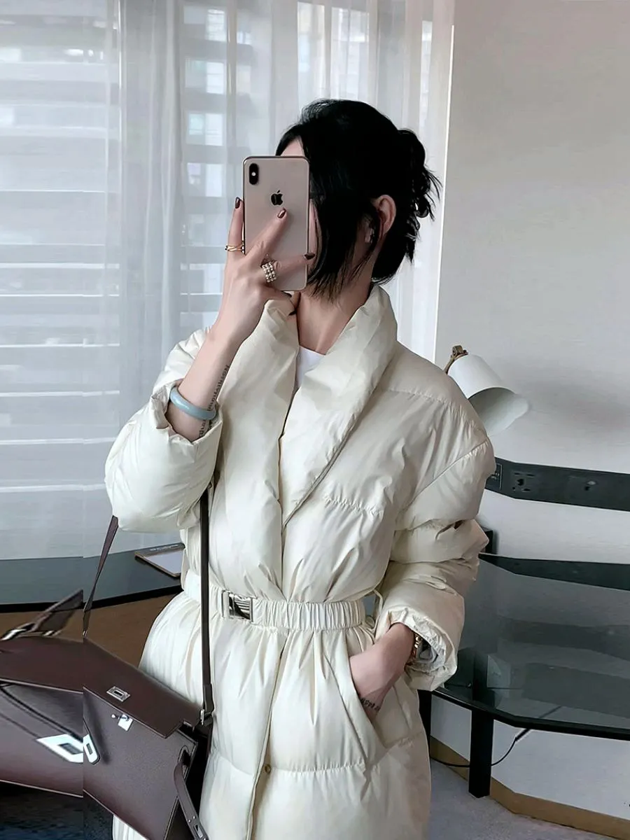 Shawl Collar Long Down Puffer Coat