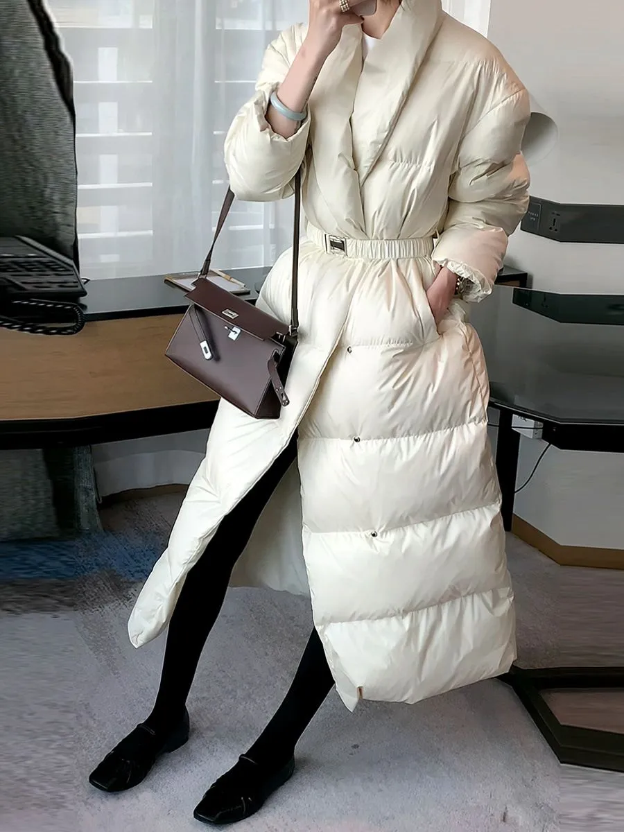 Shawl Collar Long Down Puffer Coat