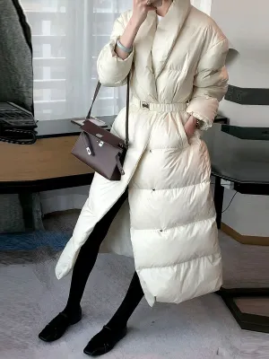 Shawl Collar Long Down Puffer Coat