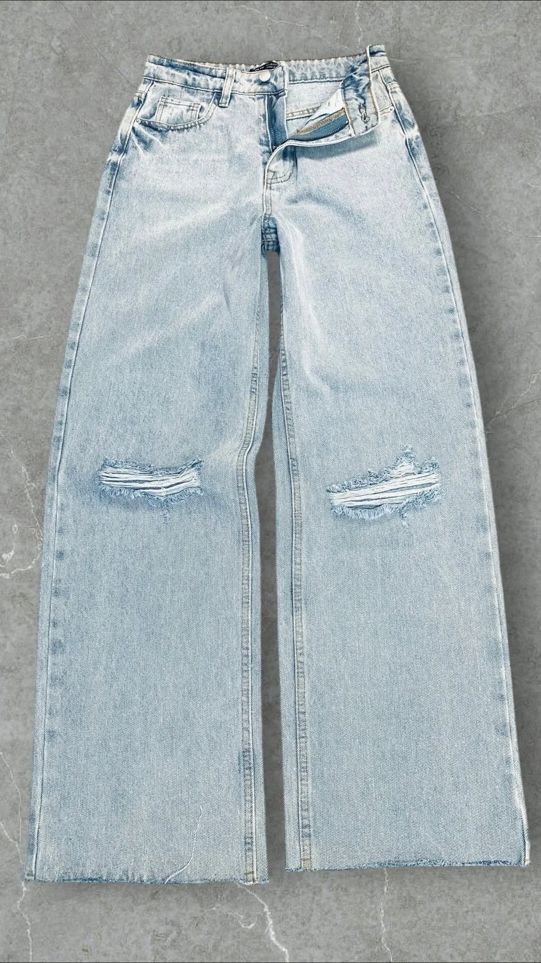 SHEIN RIPPED KNEE WIDE LEG JEANS