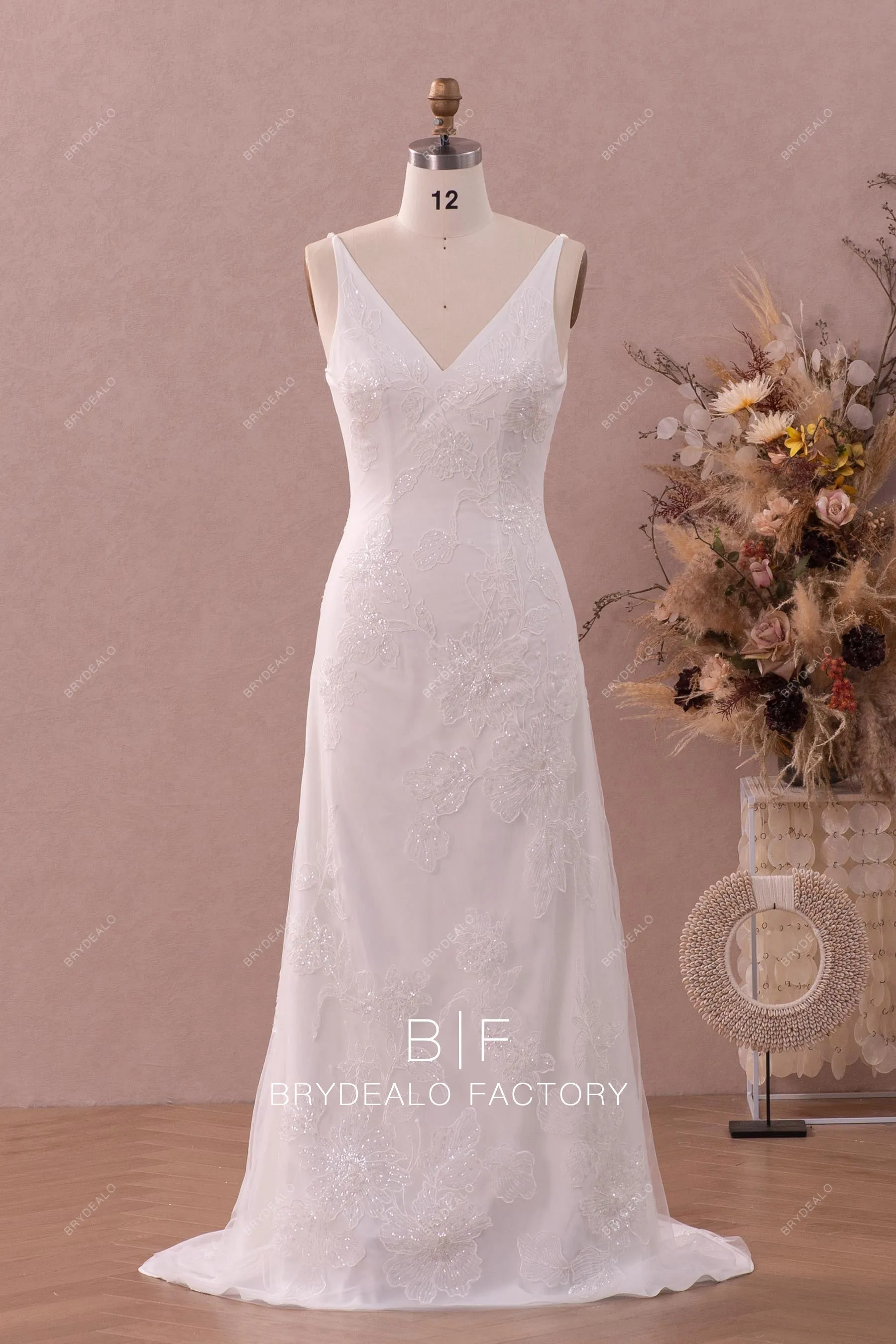 Shimmery Lace Detachable Robe Mermaid Wedding Dress