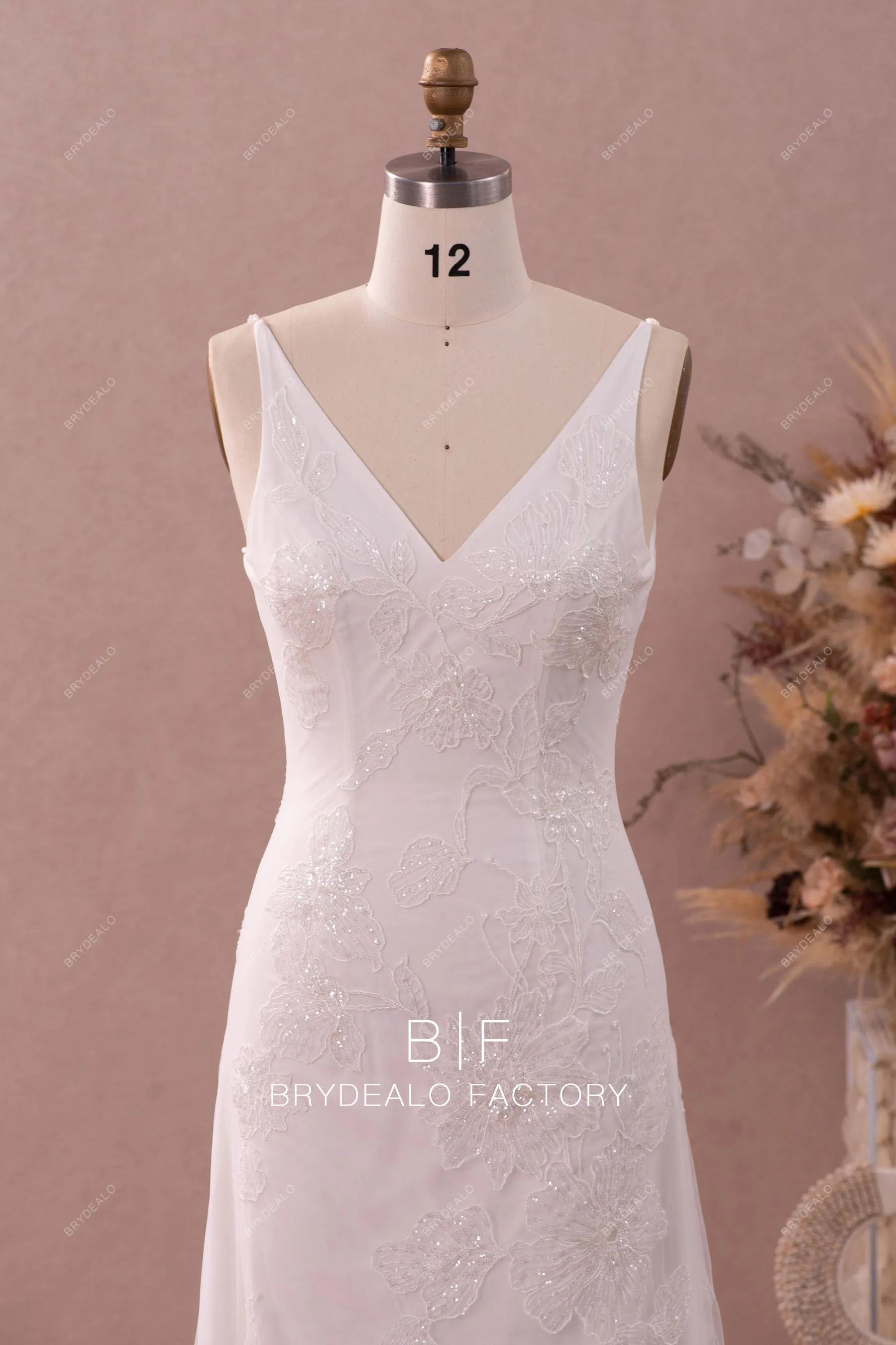 Shimmery Lace Detachable Robe Mermaid Wedding Dress