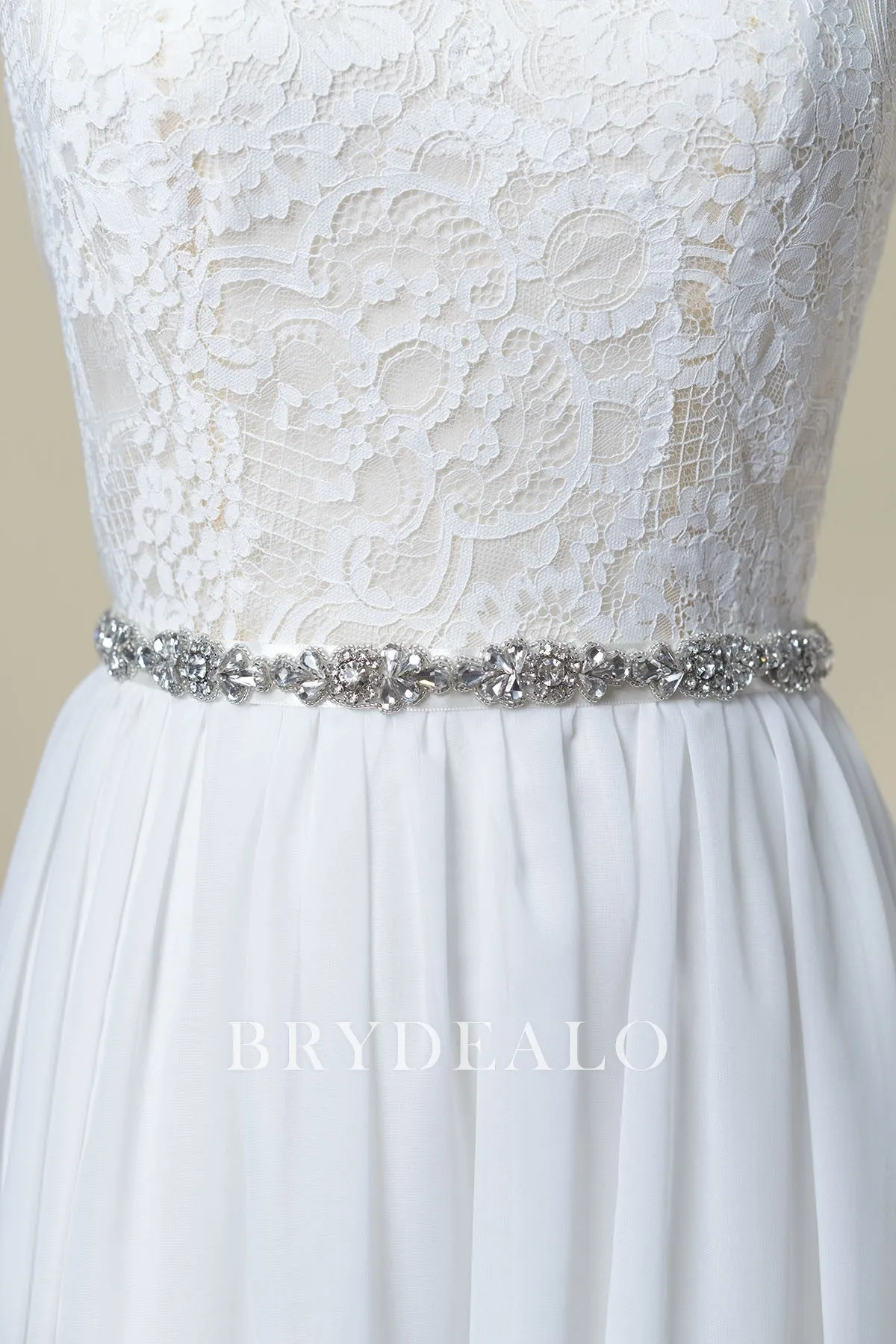Shimmery Narrow Rhinestones Bridal Sash Belt