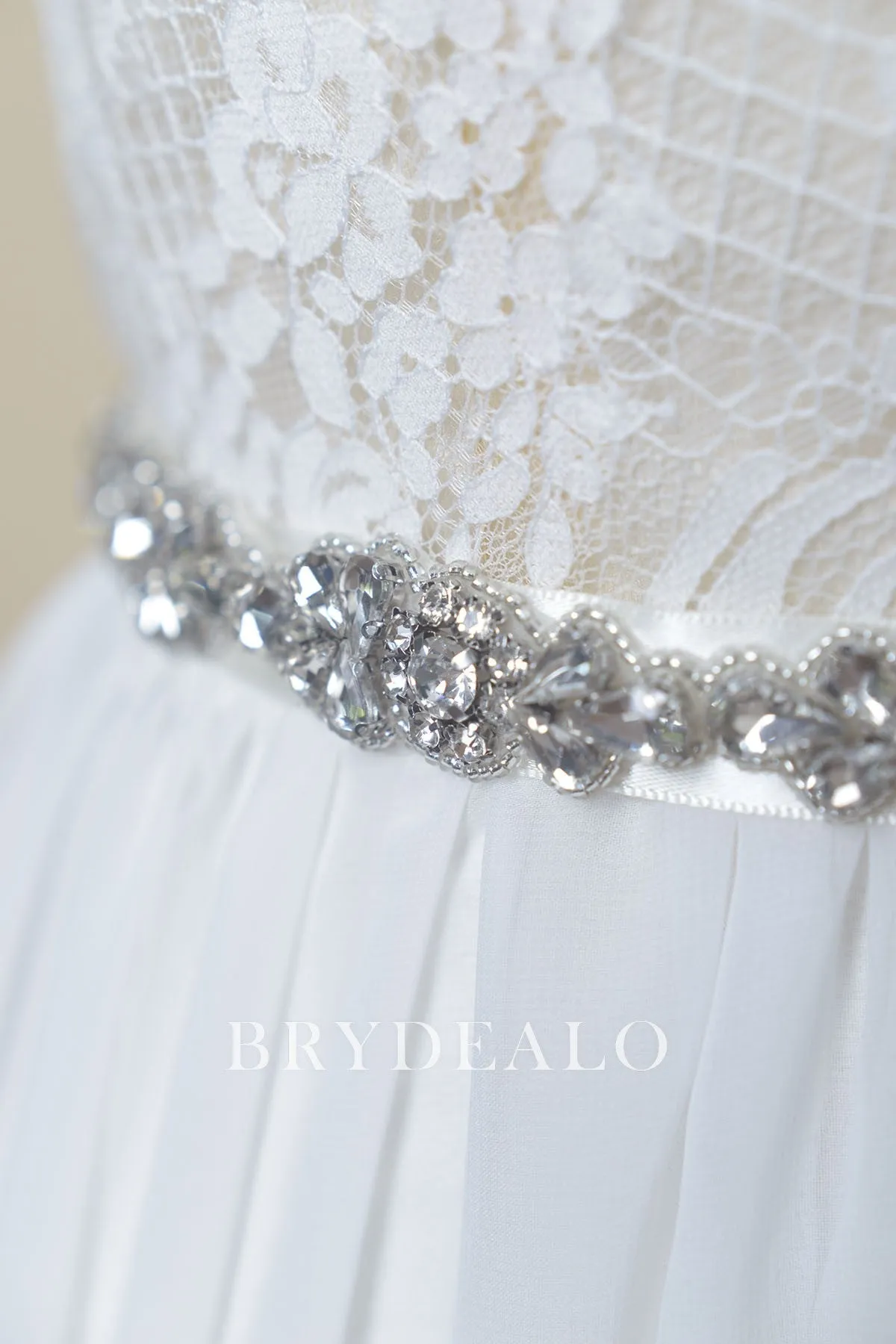 Shimmery Narrow Rhinestones Bridal Sash Belt