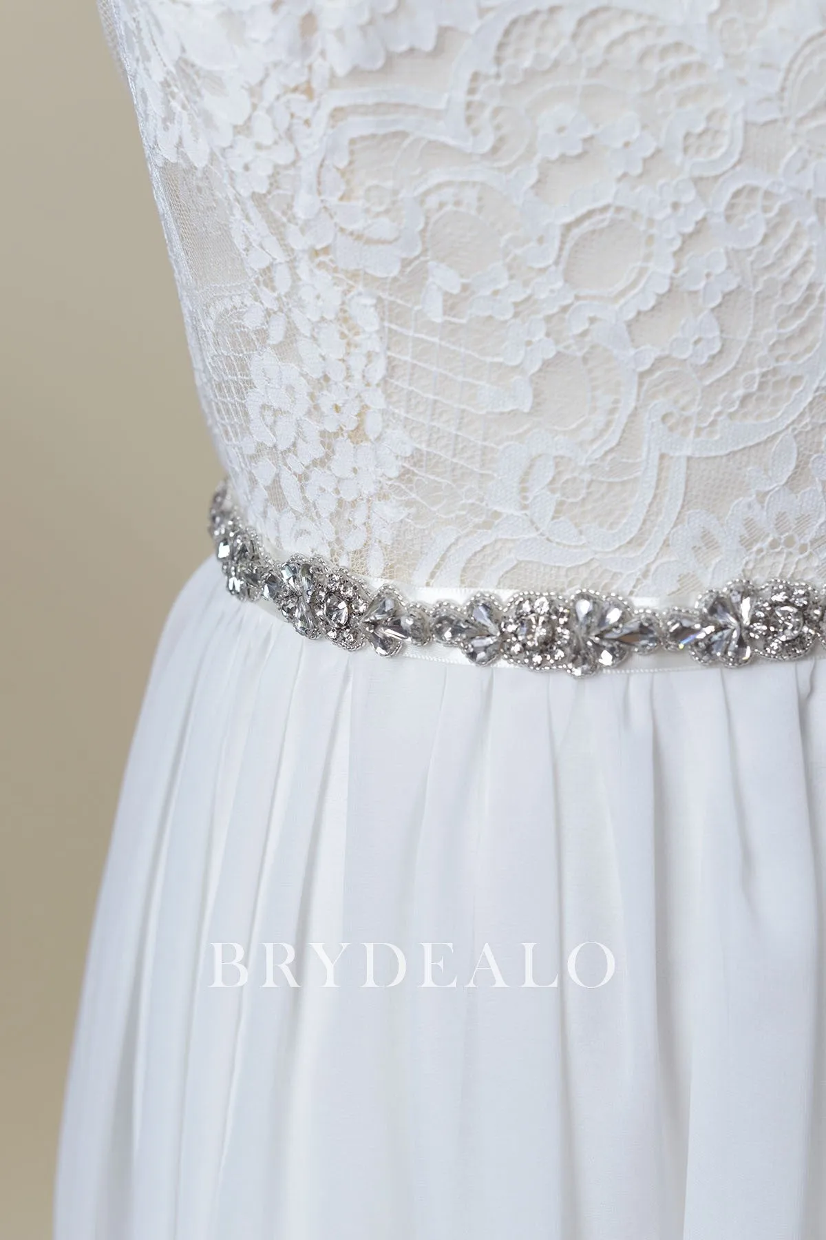 Shimmery Narrow Rhinestones Bridal Sash Belt