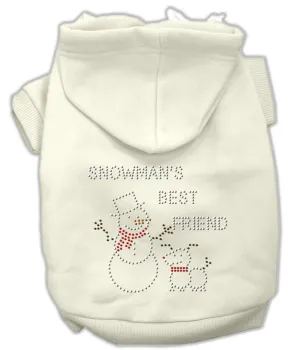Snowman's Best Friend Rhinestone Hoodie Cream L (14)