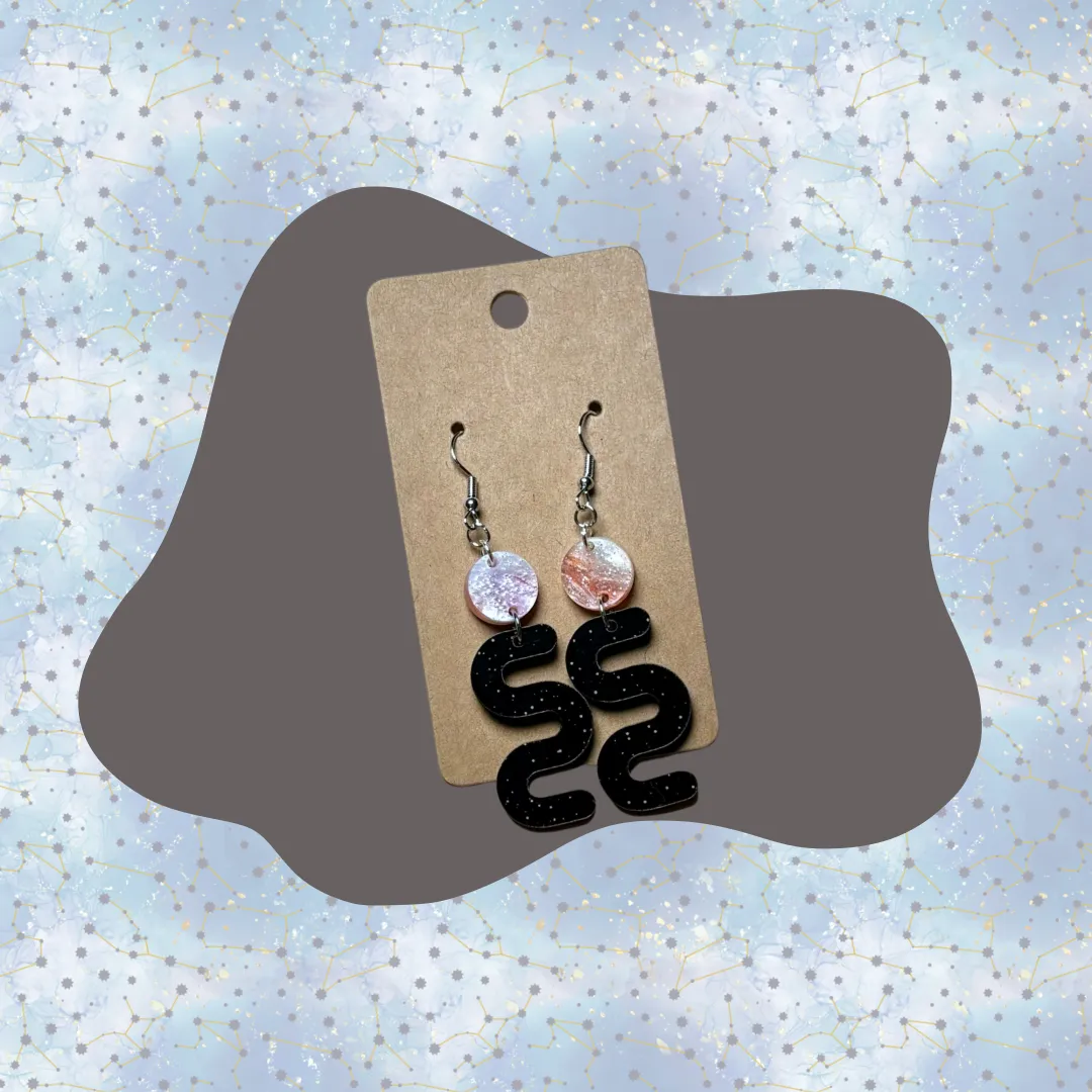 Starry Spell Squiggle - “Retro Potion” Speciality Acrylic & Wood Earrings