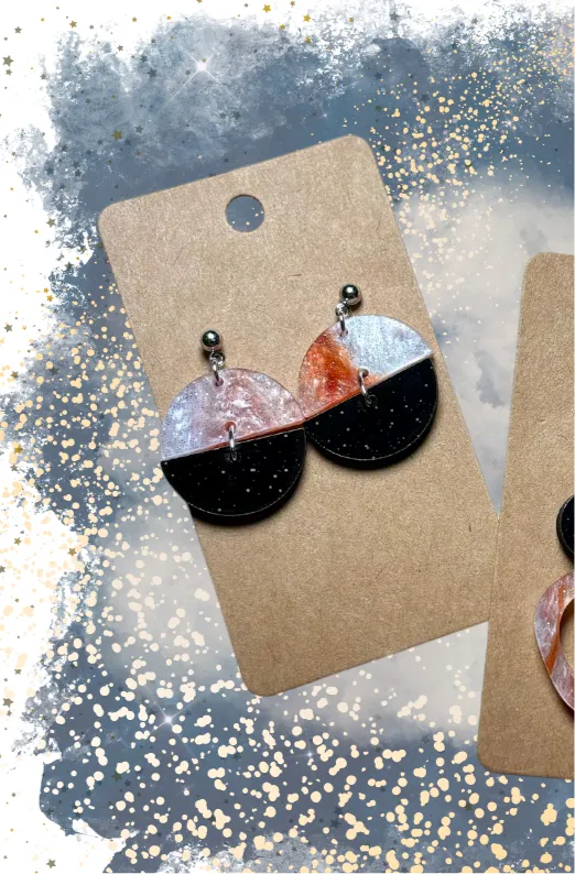 Starry Spell - Wood and “Retro Potion” Speciality Acrylic Earrings
