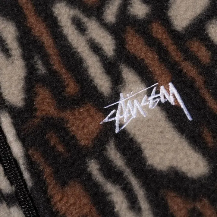 STÜSSY TREE BARK FLEECE JACKET // BROWN