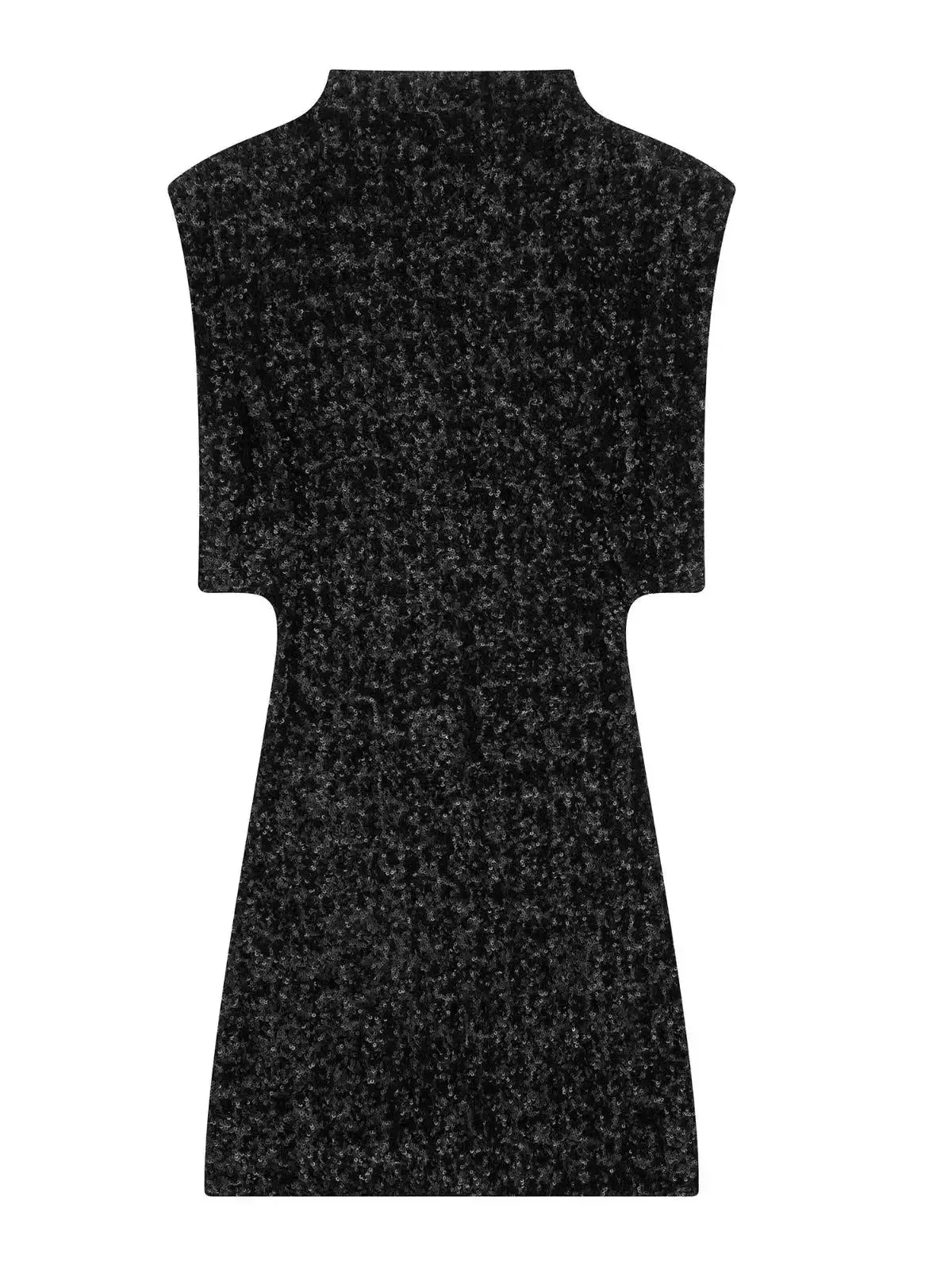 Toleet-2024 Fashion Sequin Mini Dress For Women Elegant O-Neck Sleeveless Shiny Black Dress Female Y2K Chic Evening Party Dress