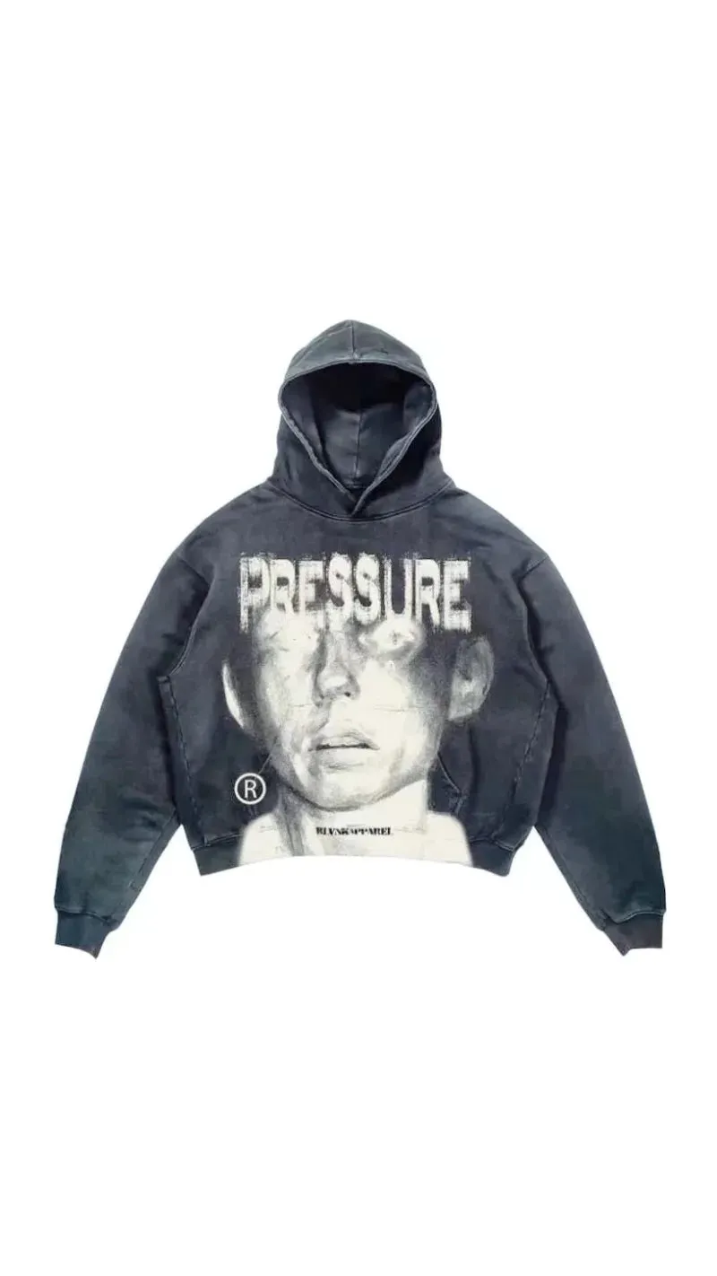 TOLEET-American street lettering portrait printed wash hoodie Men Winter y2k Goth Harajuku couple fashion casual oversized sweatshirt