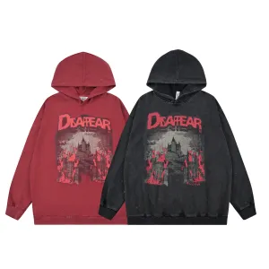 Toleet Winter Y2K Men's and Women's Street Style Outfits Street Loose Street Fashion Retro Washed Old Anime Hooded Pullover Sweater