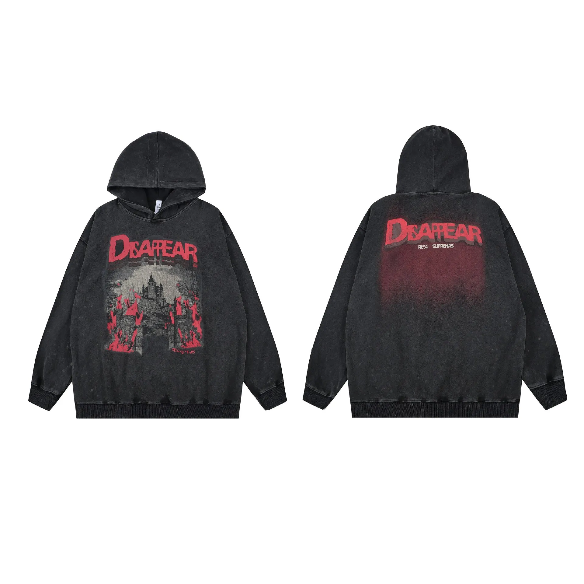 Toleet Winter Y2K Men's and Women's Street Style Outfits Street Loose Street Fashion Retro Washed Old Anime Hooded Pullover Sweater
