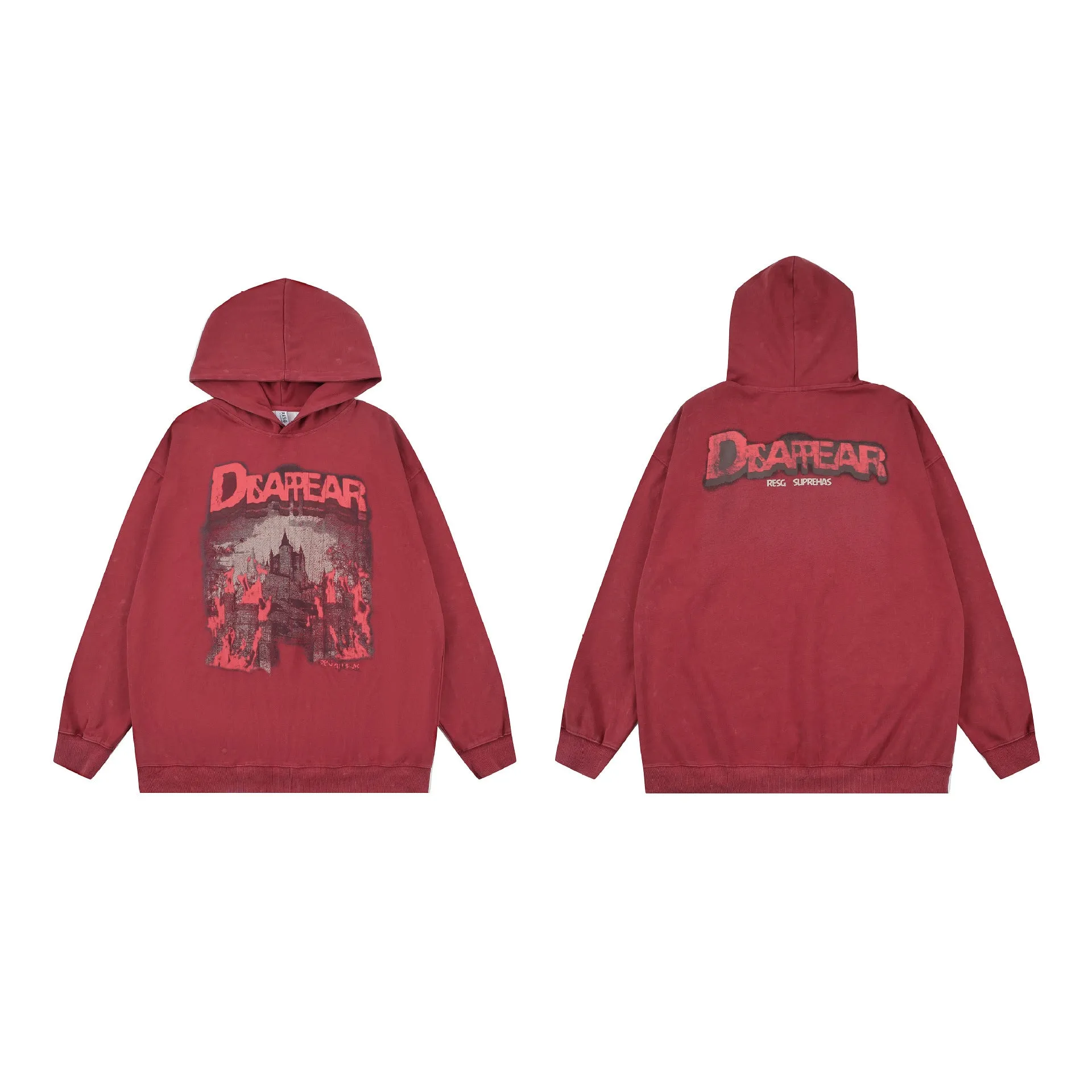 Toleet Winter Y2K Men's and Women's Street Style Outfits Street Loose Street Fashion Retro Washed Old Anime Hooded Pullover Sweater