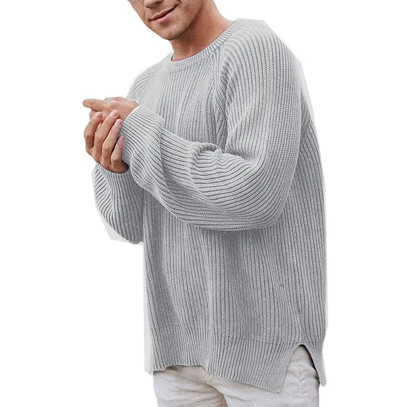 Toleet Winter Y2K Mens Street Style Outfits Christmas Thanksgiving outfits Autumn and Winter Fashion Men's Solid Color Long-Sleeved round Neck Pullover Sweater Men's Sweater