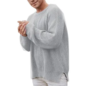 Toleet Winter Y2K Mens Street Style Outfits Christmas Thanksgiving outfits Autumn and Winter Fashion Men's Solid Color Long-Sleeved round Neck Pullover Sweater Men's Sweater
