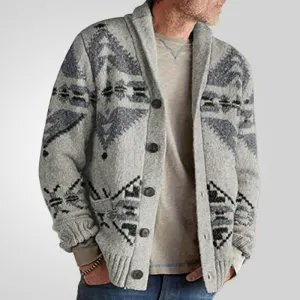 Toleet Winter Y2K Mens Street Style Outfits Christmas Thanksgiving outfits Autumn and Winter Men's Style Jacquard Sweater Long-Sleeved Knitted Coat Top