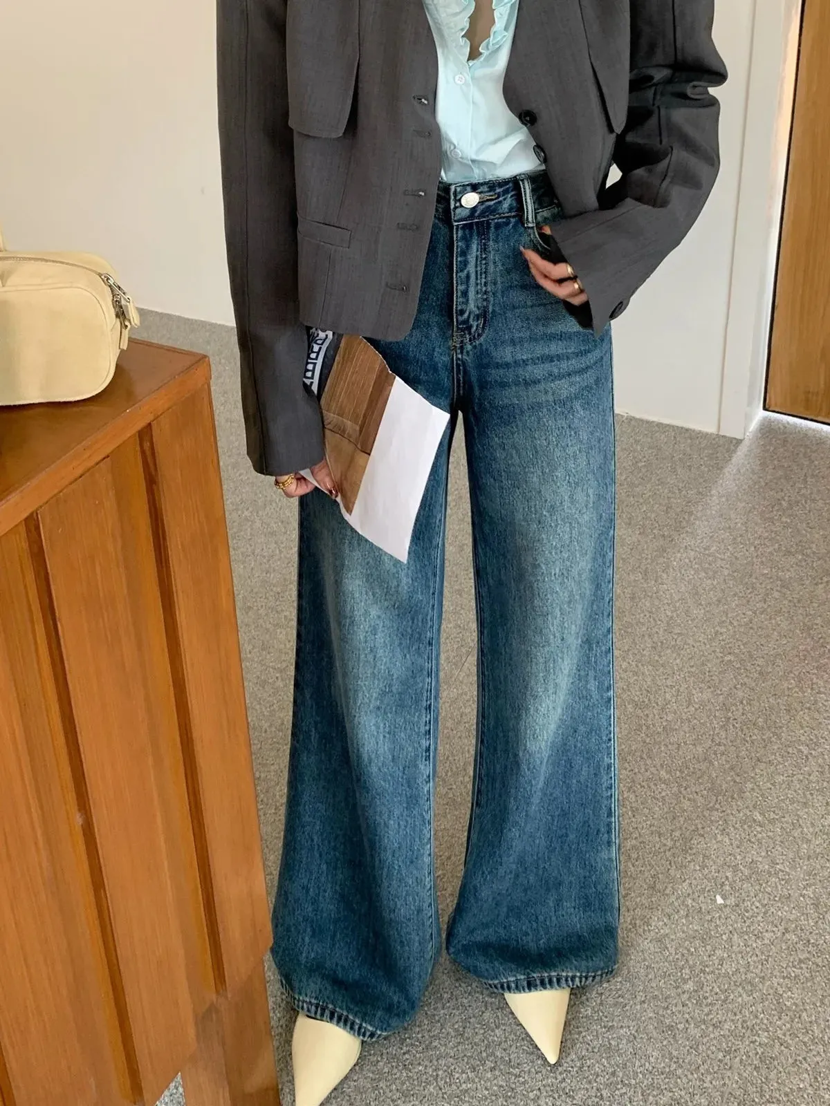Toleet Y2K Street Style ZHISILAO Vintage Flare Jeans Women Classic High Waist Floor Length Denim Pants Autumn 2024