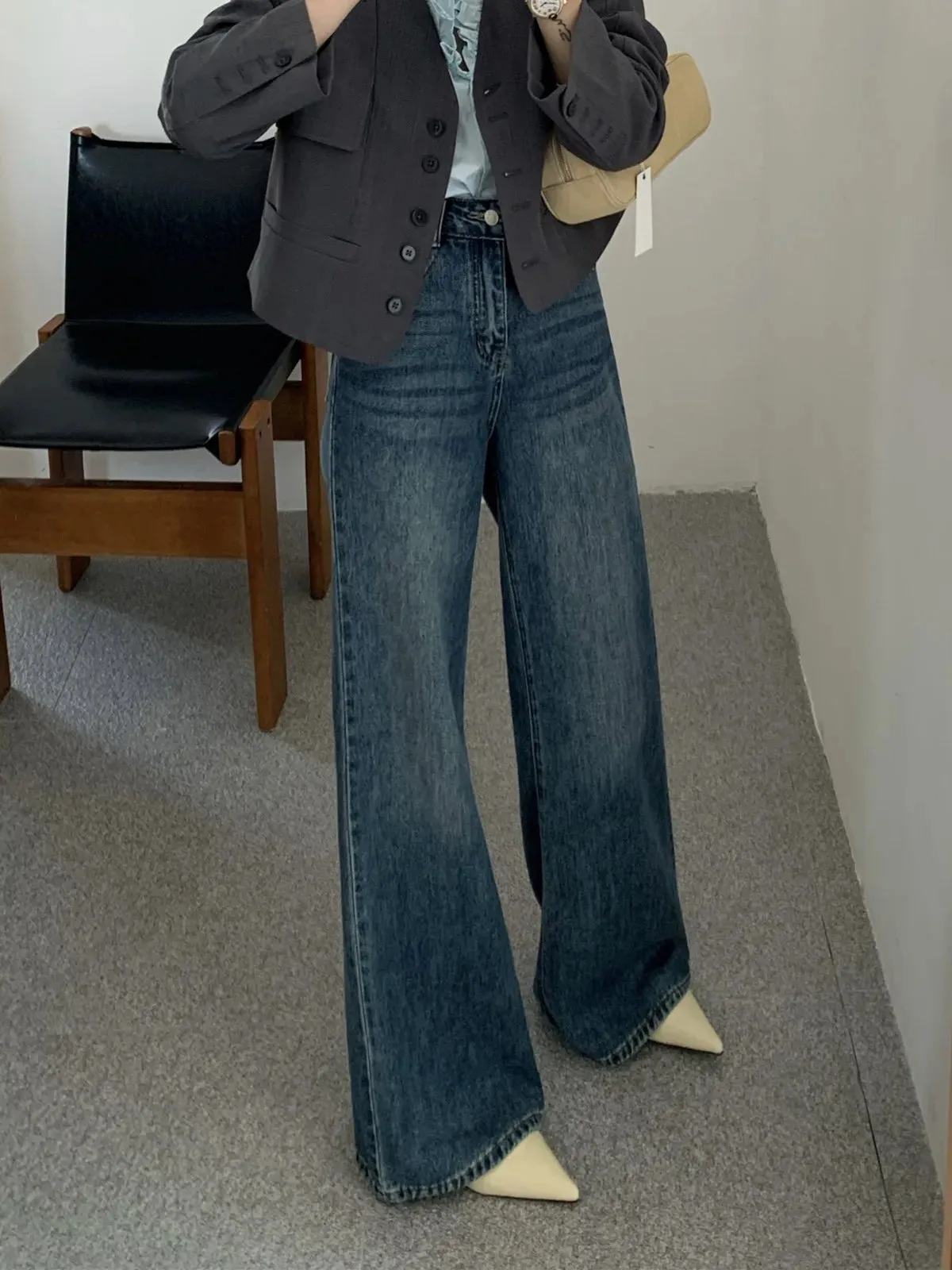 Toleet Y2K Street Style ZHISILAO Vintage Flare Jeans Women Classic High Waist Floor Length Denim Pants Autumn 2024
