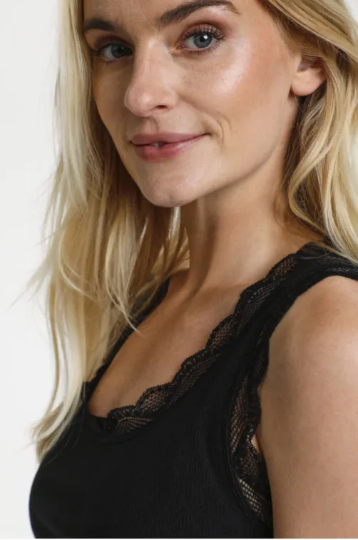 Vanessa Vest Top in Pitch Black