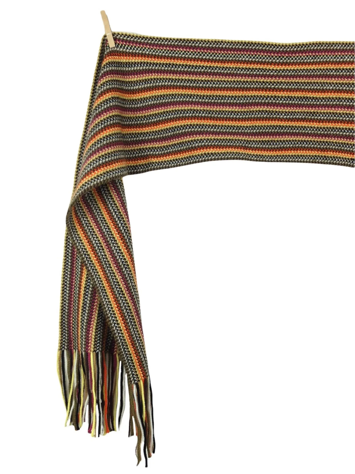 Vintage 00s Y2K Bohemian Hippie Knit Multicoloured Striped Long Fringed Tassel Winter Scarf