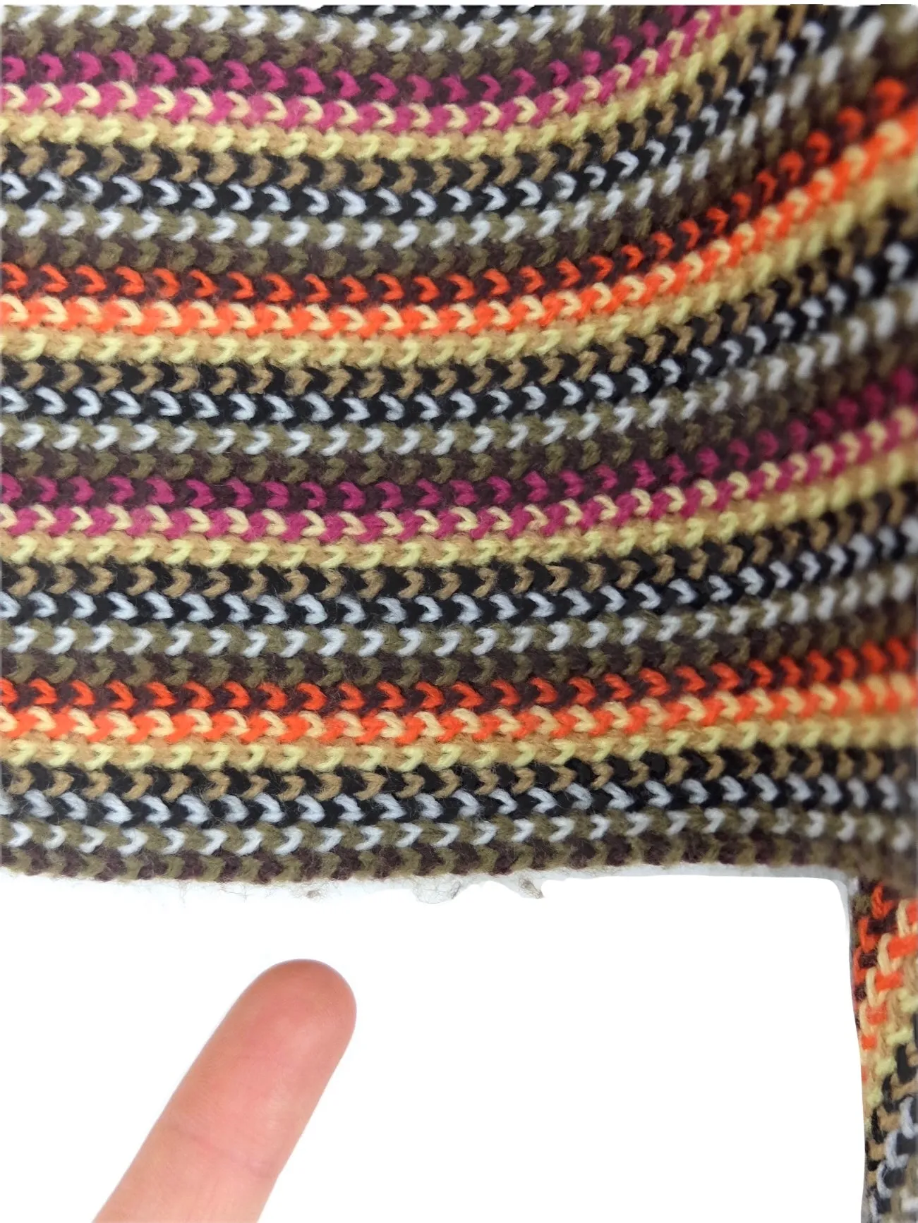 Vintage 00s Y2K Bohemian Hippie Knit Multicoloured Striped Long Fringed Tassel Winter Scarf