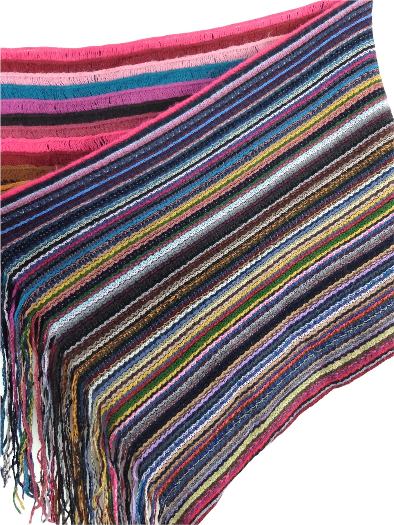 Vintage 00s Y2K Bohemian Hippie Psychedelic Festival Style Bright Striped Long Wide Wrap Blanket Winter Scarf