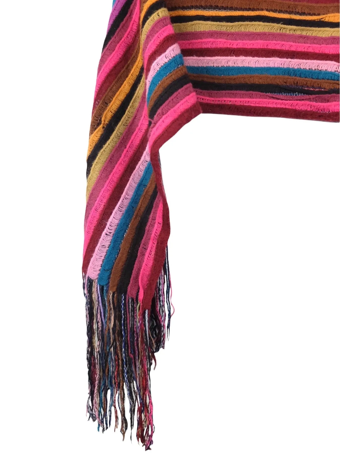 Vintage 00s Y2K Bohemian Hippie Psychedelic Festival Style Bright Striped Long Wide Wrap Blanket Winter Scarf