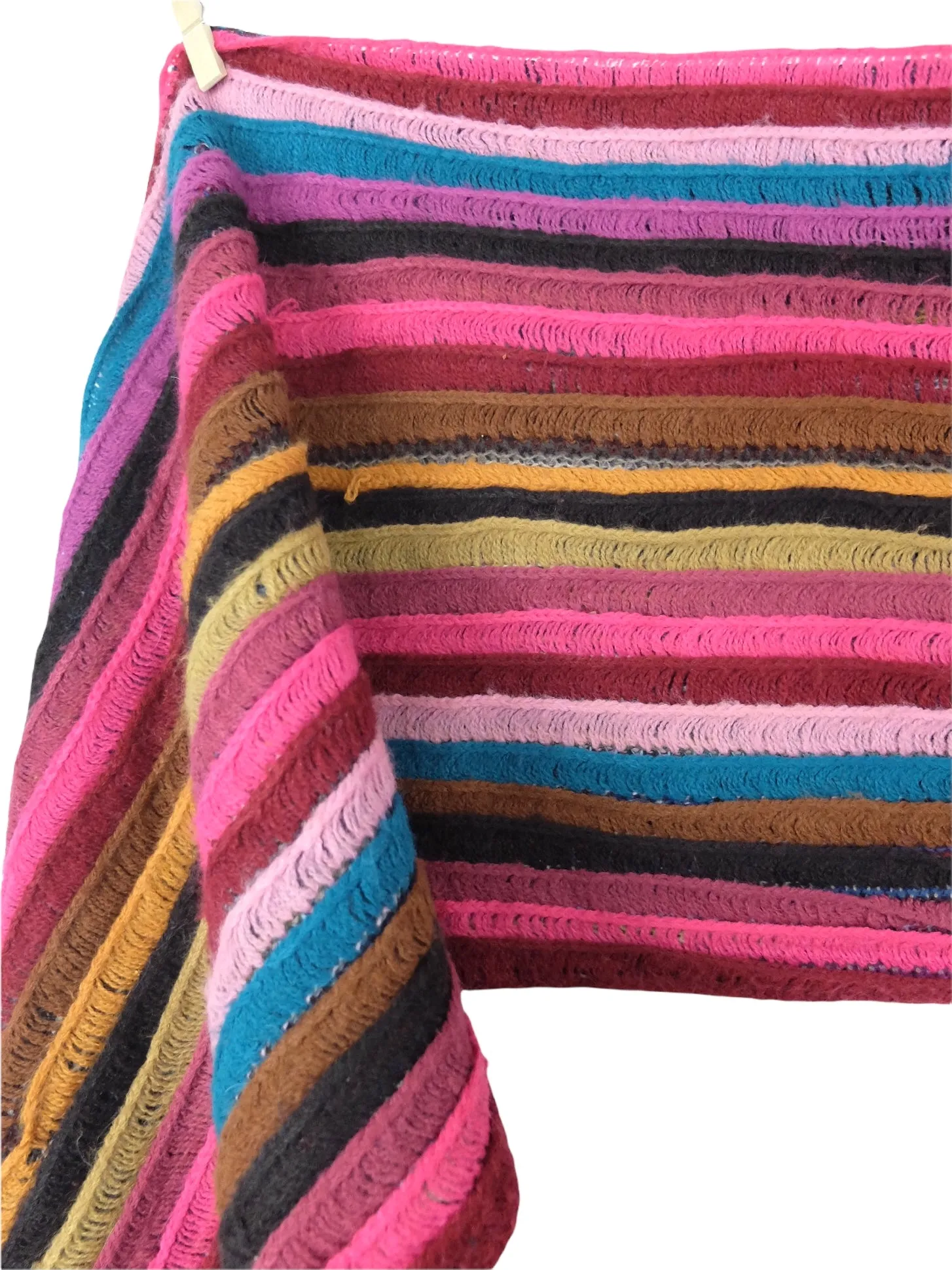 Vintage 00s Y2K Bohemian Hippie Psychedelic Festival Style Bright Striped Long Wide Wrap Blanket Winter Scarf
