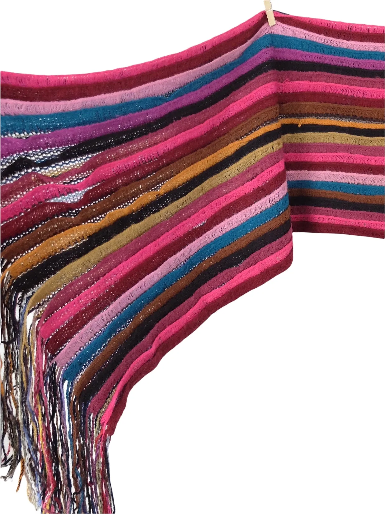 Vintage 00s Y2K Bohemian Hippie Psychedelic Festival Style Bright Striped Long Wide Wrap Blanket Winter Scarf