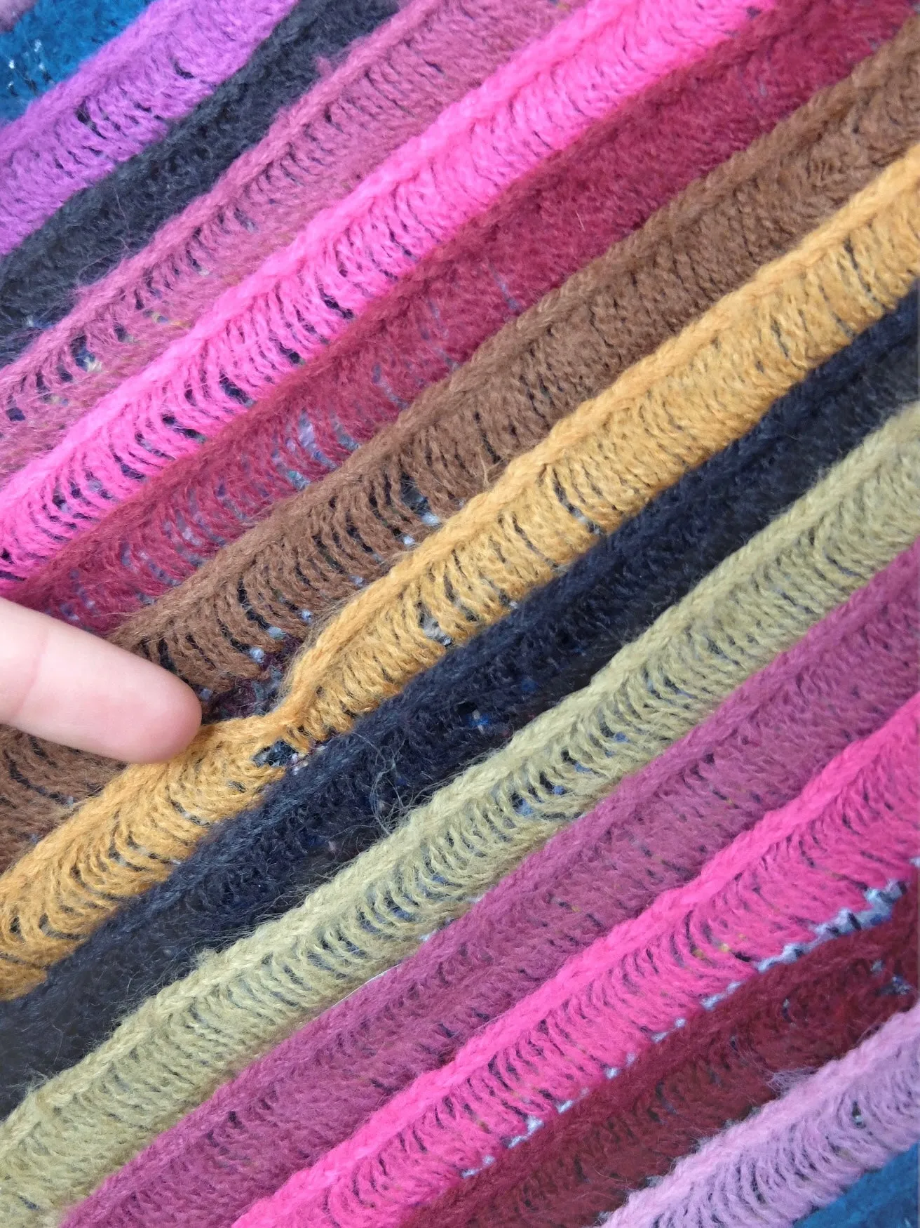 Vintage 00s Y2K Bohemian Hippie Psychedelic Festival Style Bright Striped Long Wide Wrap Blanket Winter Scarf
