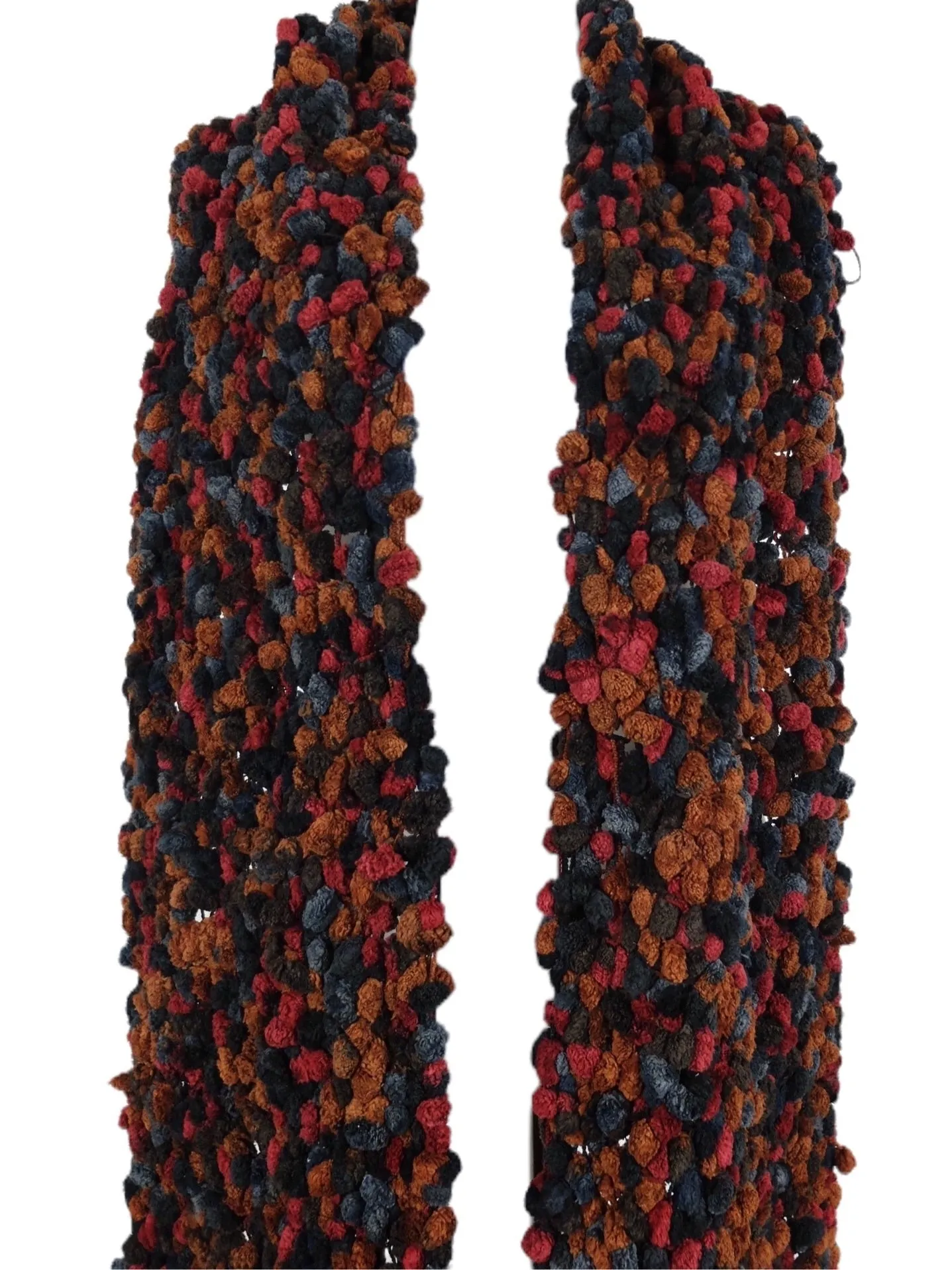 Vintage 90s Y2K Pom Pom Velour Velvet Woven Oversized Large Fuzzy Wrap Winter Scarf