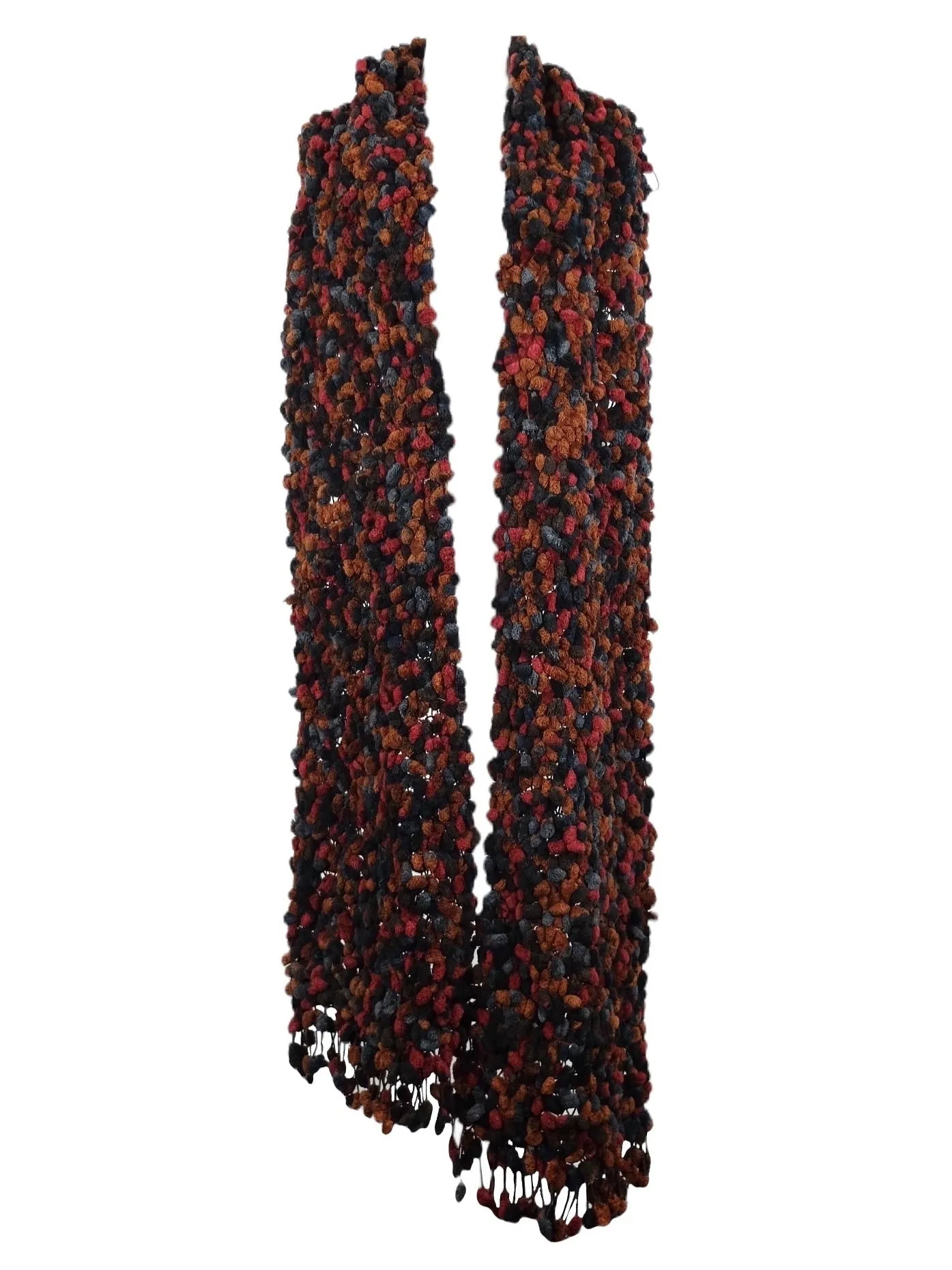 Vintage 90s Y2K Pom Pom Velour Velvet Woven Oversized Large Fuzzy Wrap Winter Scarf