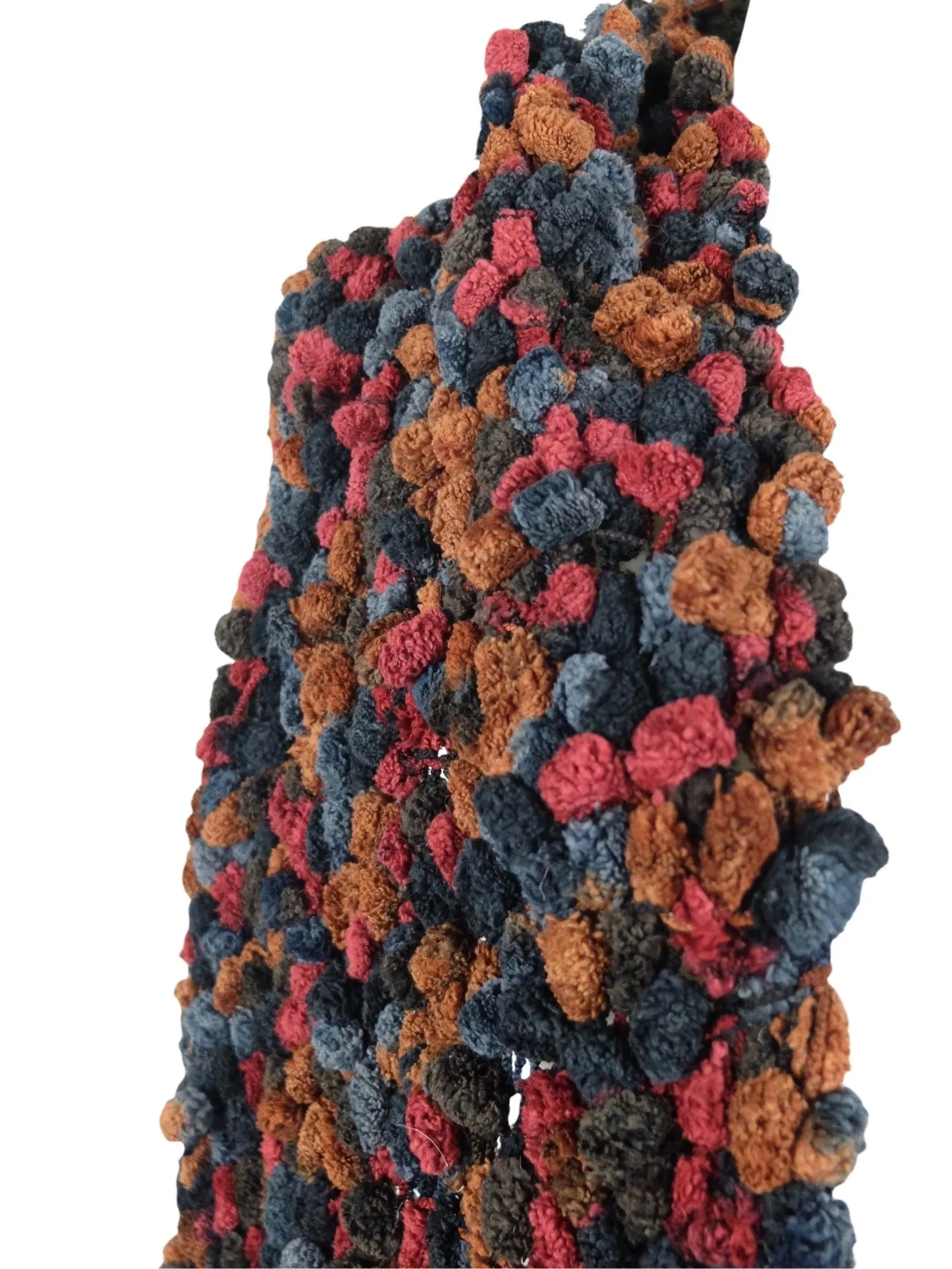 Vintage 90s Y2K Pom Pom Velour Velvet Woven Oversized Large Fuzzy Wrap Winter Scarf