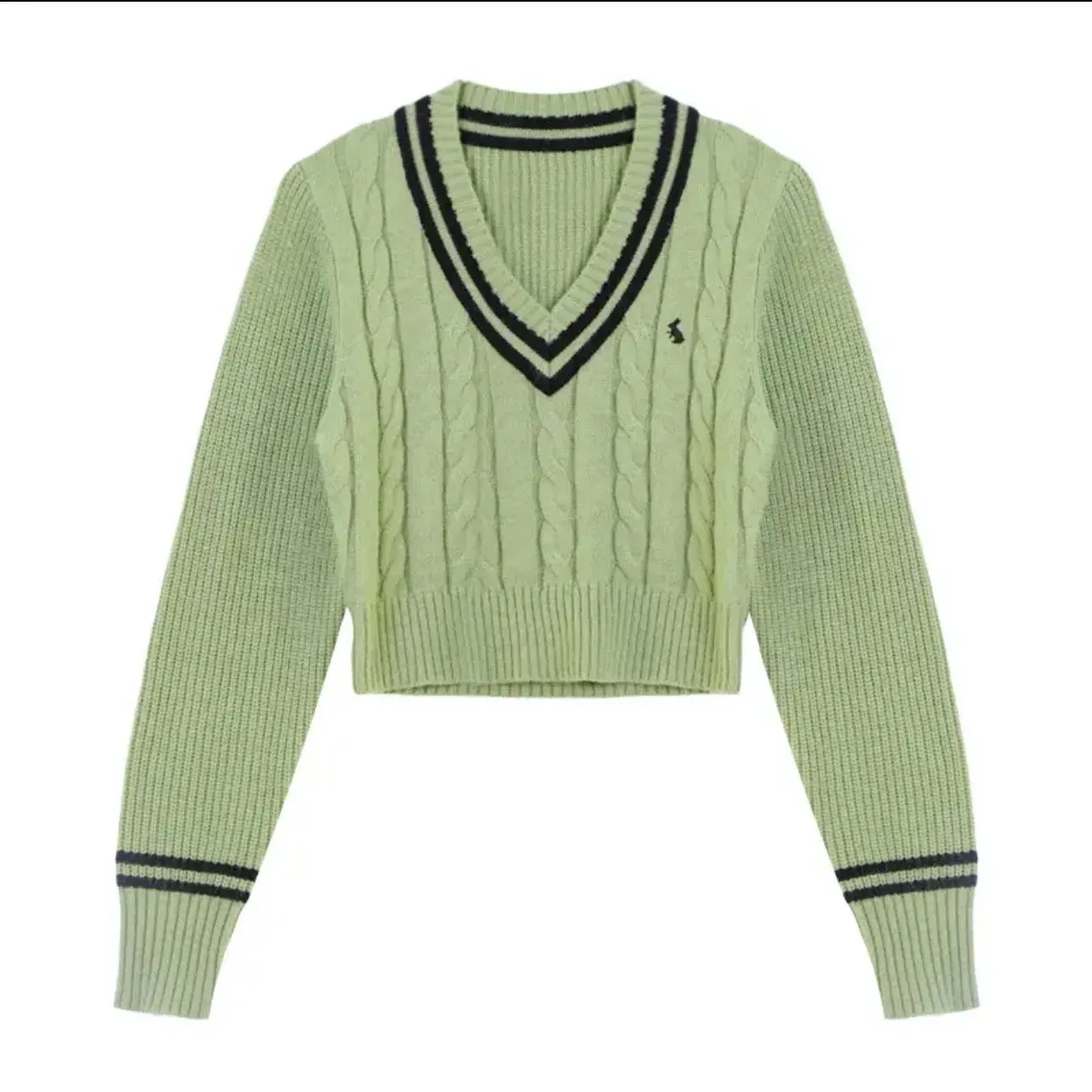 Wenkouban Korean Fashion Crop Sweaters Women Autumn V Neck Y2K Cartoon Embroidery Knitted Tops Winter Basic Long Sleeve Pullovers
