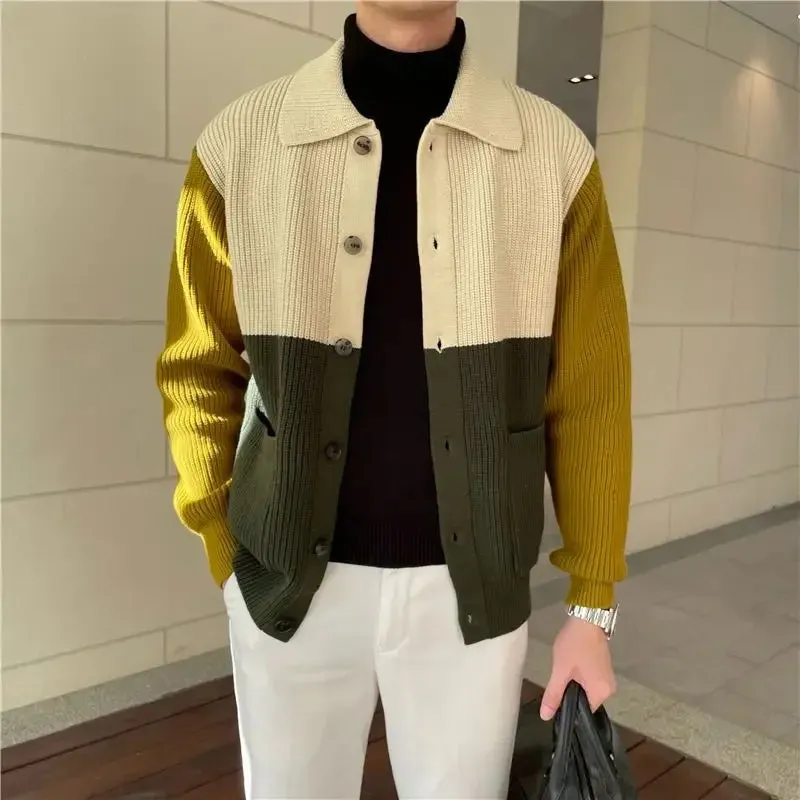 Wiaofellas  -  Autumn and Winter Long Sleeve Coats High Quality Knit Cardigan Man Cheap Y2k Casual Korean Popular Clothes Top Sweater for Men