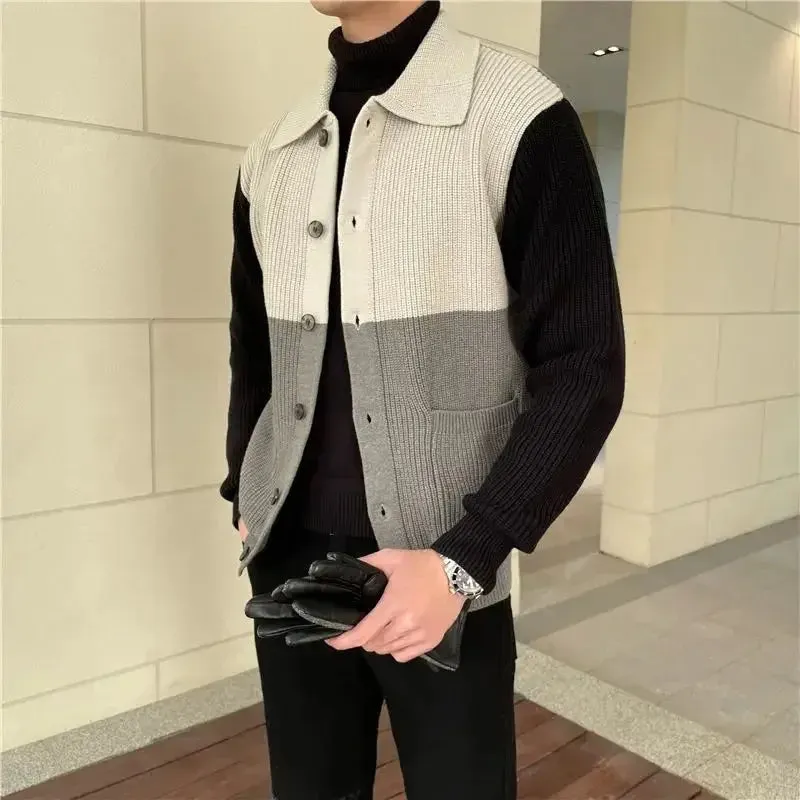 Wiaofellas  -  Autumn and Winter Long Sleeve Coats High Quality Knit Cardigan Man Cheap Y2k Casual Korean Popular Clothes Top Sweater for Men