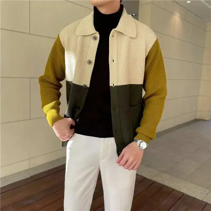 Wiaofellas  -  Autumn and Winter Long Sleeve Coats High Quality Knit Cardigan Man Cheap Y2k Casual Korean Popular Clothes Top Sweater for Men