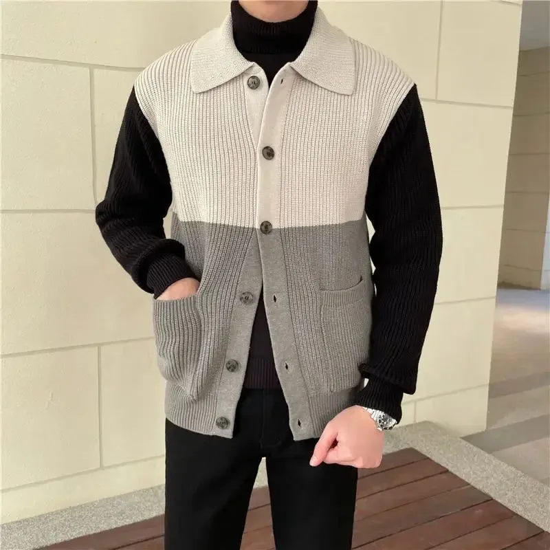 Wiaofellas  -  Autumn and Winter Long Sleeve Coats High Quality Knit Cardigan Man Cheap Y2k Casual Korean Popular Clothes Top Sweater for Men
