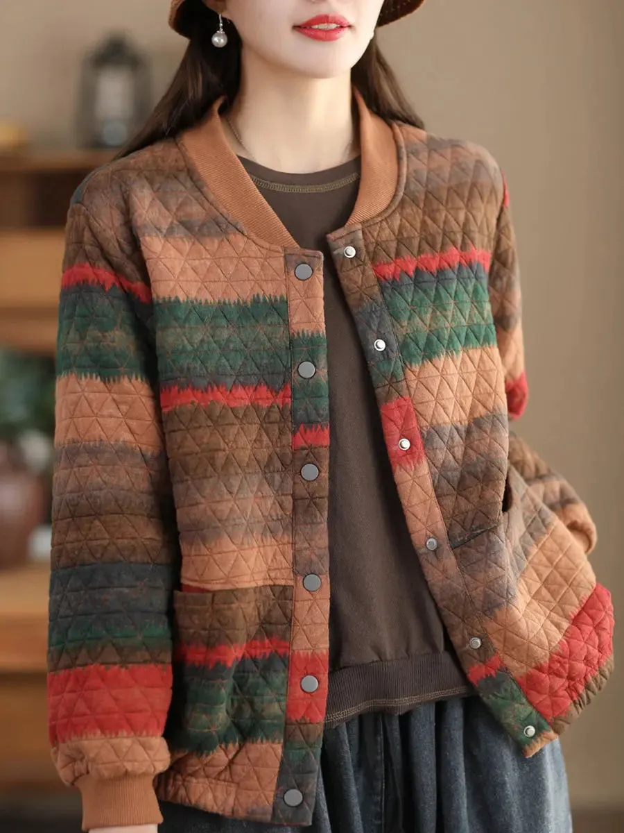 Women Colorblock Loose Coat