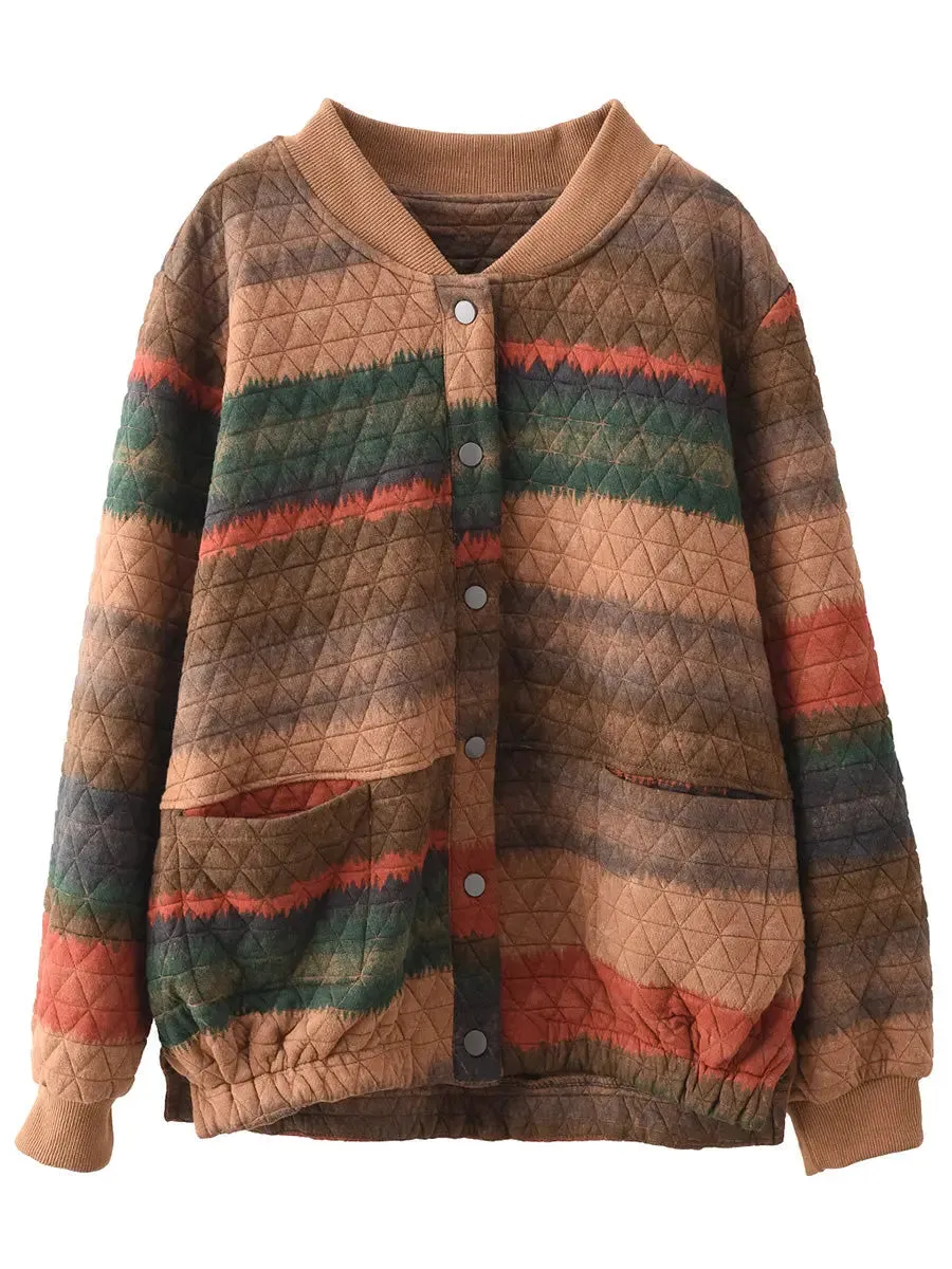Women Colorblock Loose Coat