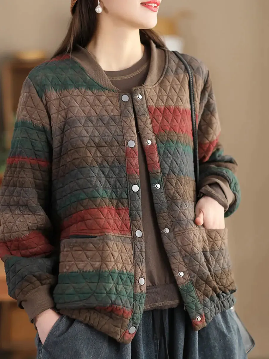 Women Colorblock Loose Coat