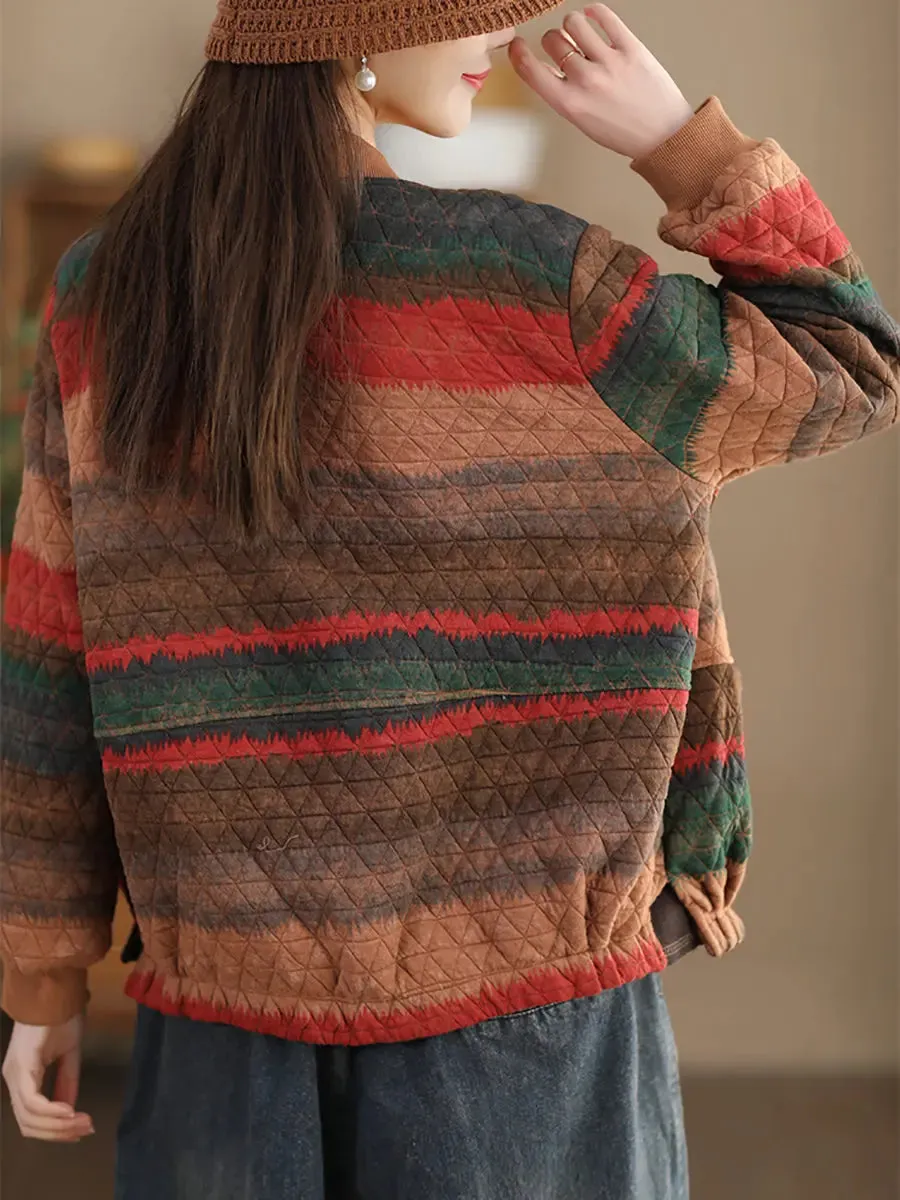 Women Colorblock Loose Coat
