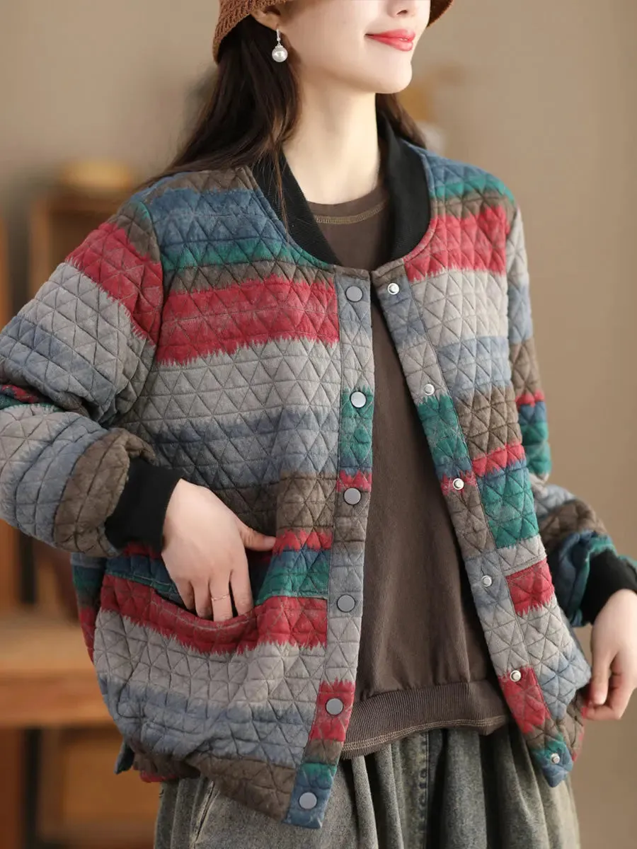 Women Colorblock Loose Coat